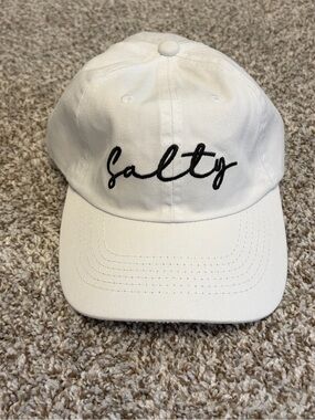 Brand New White "Salty" Embroidered Baseball Cap